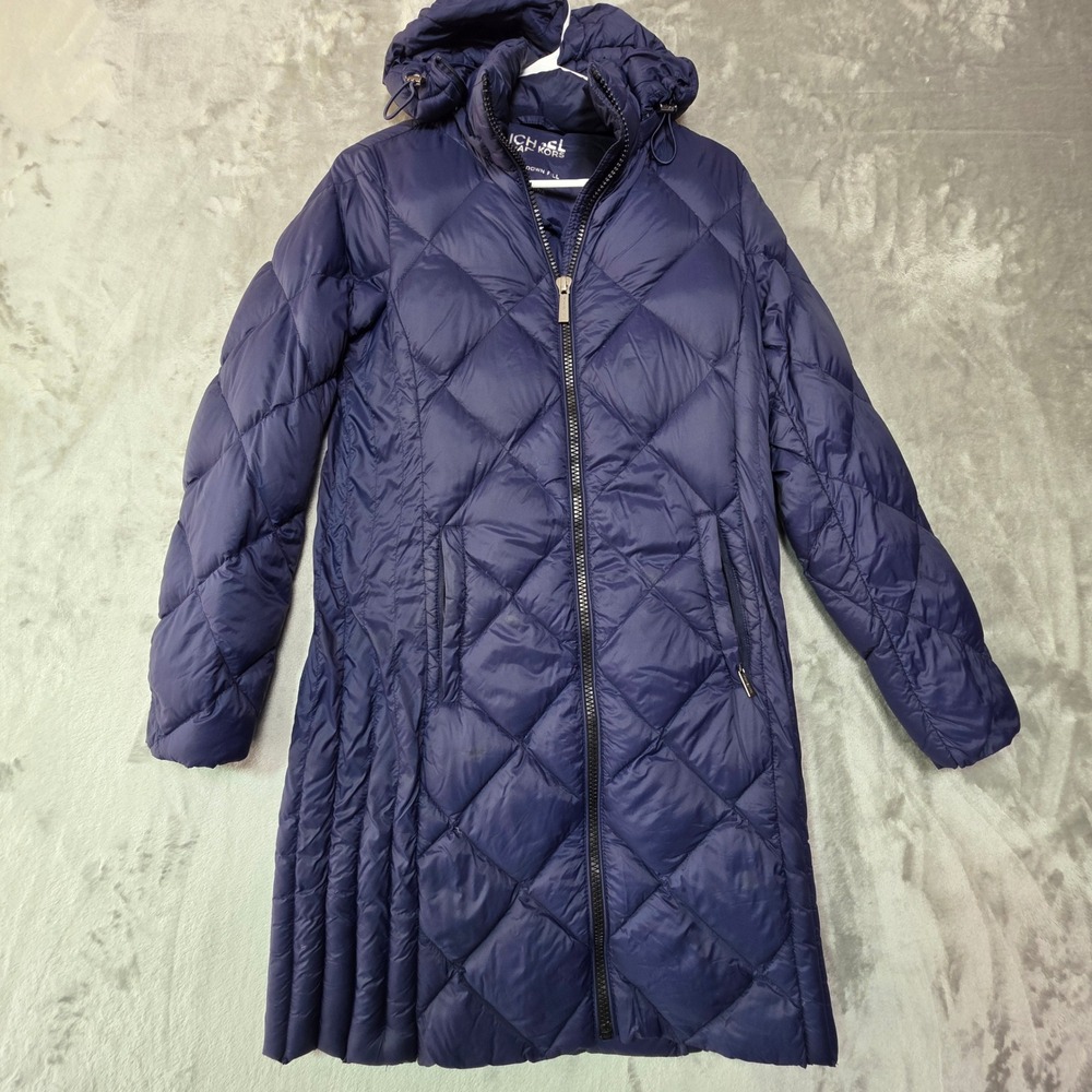 Michael Michael Kors Navy Blue Packable Down Puffer Coat Hooded XS